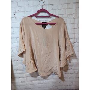 Aum Couture Ana 100% Silk Top Poncho Cover Up Peach Orange Free Size NEW